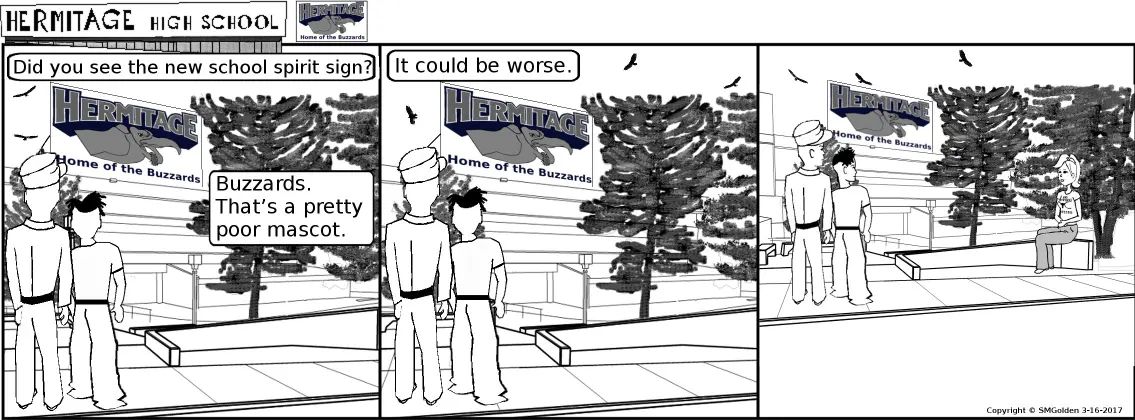 Comic strip: Buzzards are a poor mascot?