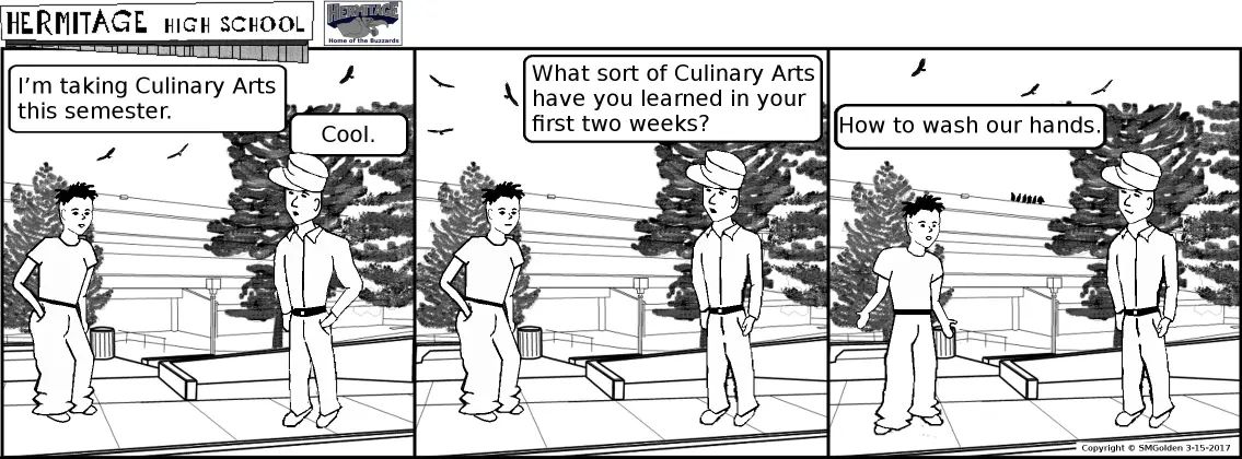 Comic strip: Culinary Arts - Washing Hands