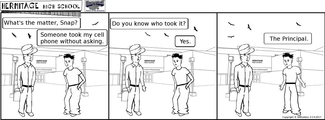 Comic strip: Someone took my cell phone...