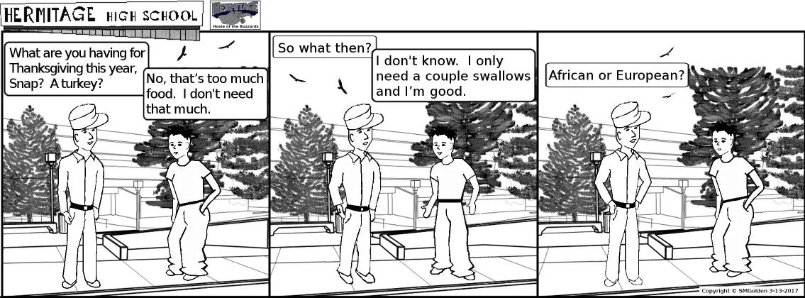 Comic strip: Thanksgiving swallows